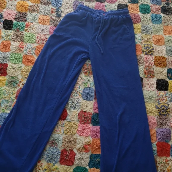 Edikted Abby Royal Blue Terrycloth Sweatpants / Lounge Pants - Picture 3 of 7